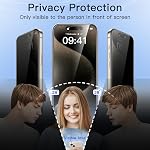 JETech Privacy Screen Protector for iPhone 15 Pro Max 6.7-Inch with Camera Lens Protector, Anti-Spy Tempered Glass Film, Easy Installation Tool, 2-Pack Each