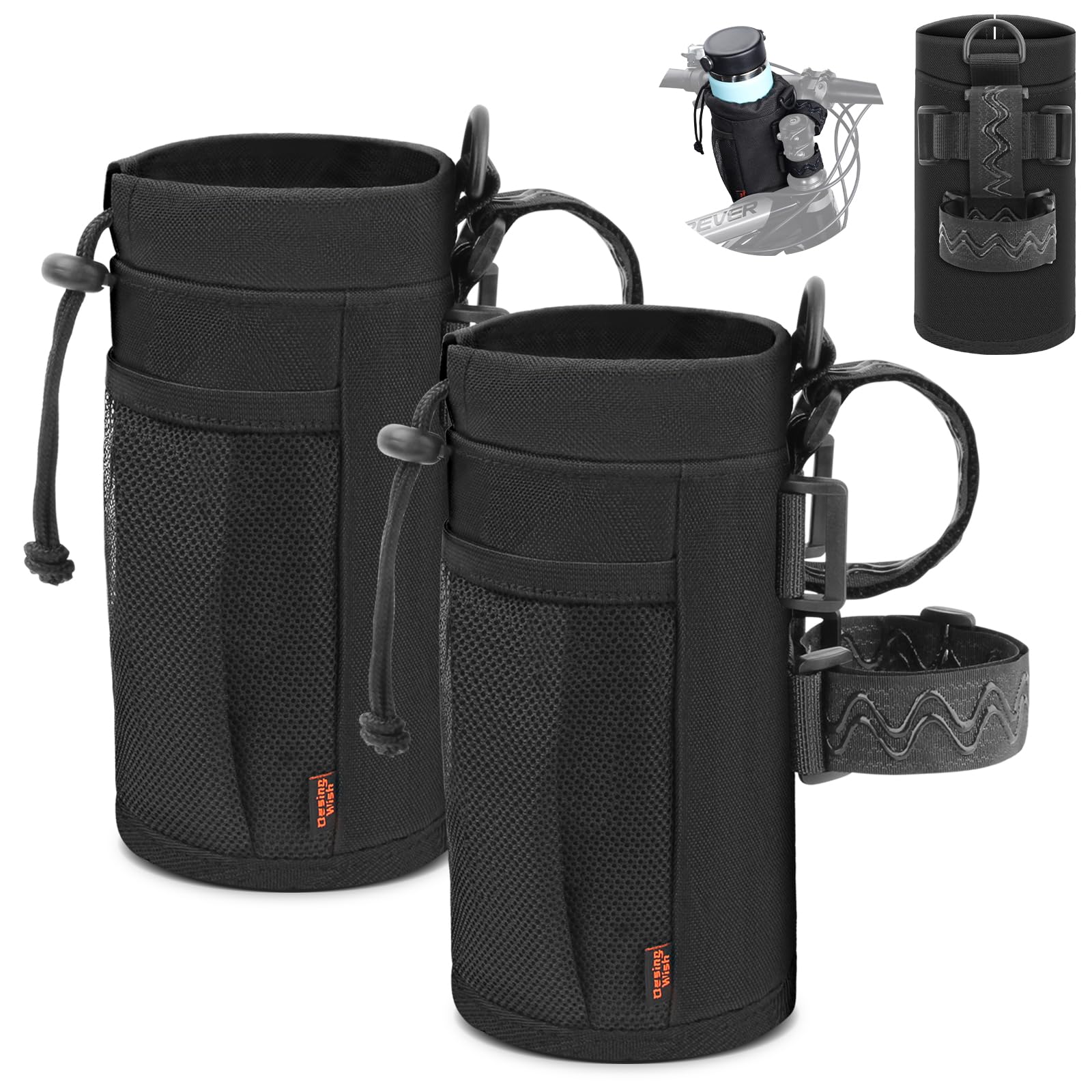 Desing Wish Insulated Bottle Holder, 16-24oz Cup Holder with Removable Non-Slip Straps, Multiple Installation Methods for Mountain Bike, Road Bike, eBike, Scooter