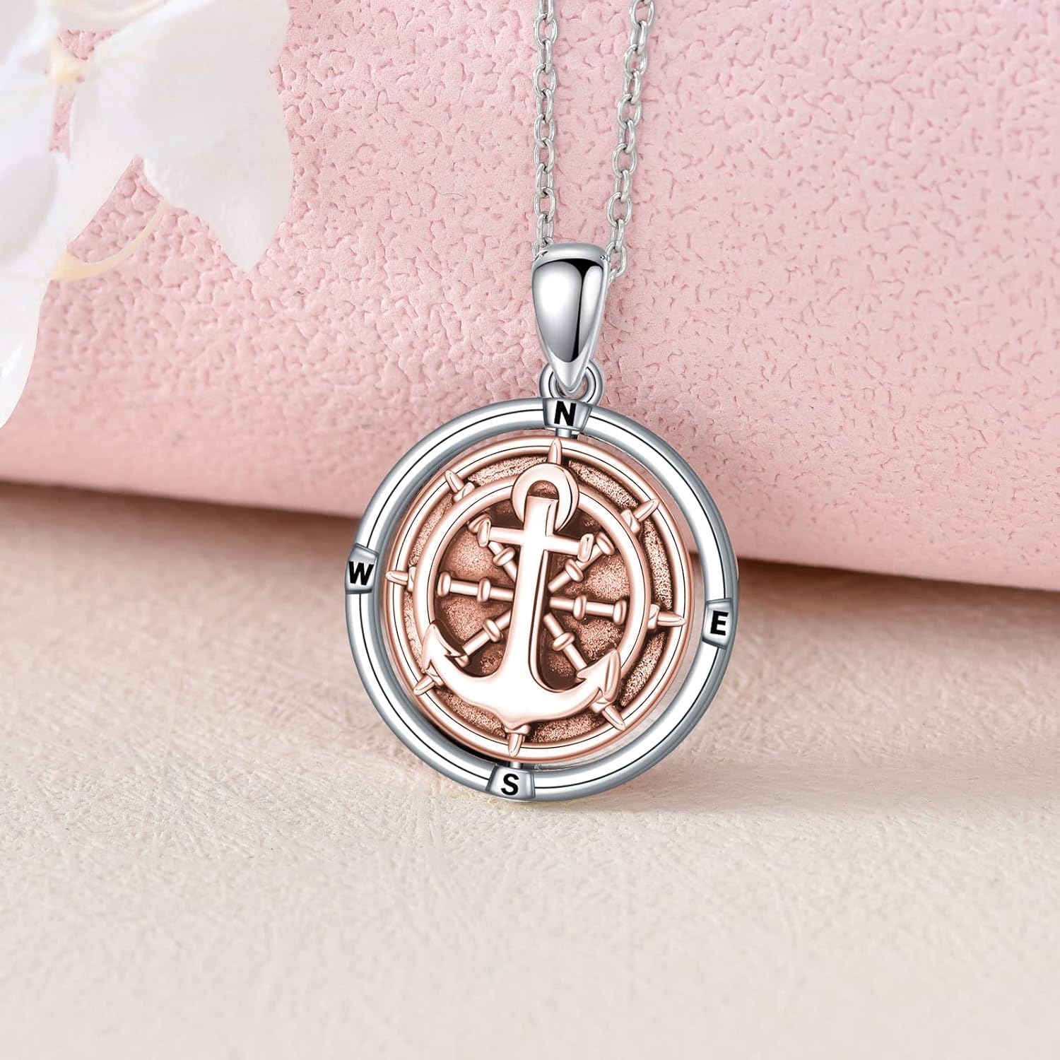 Rotating Compass Nautical S925 Sterling Silver Necklace - Inspirational Graduation and Retirement Gift for Women, Travel or Long Distance Jewelry - Image 4