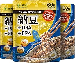 ISDG Natto Kinase 4000 FU Natto Kinase + DHA EPA 60 Capsules, 30 Day Supply, Fertilizer Fertilizer Extract, Highly Active, Natto, Nutritional Supplement, Elderly, Set of 3