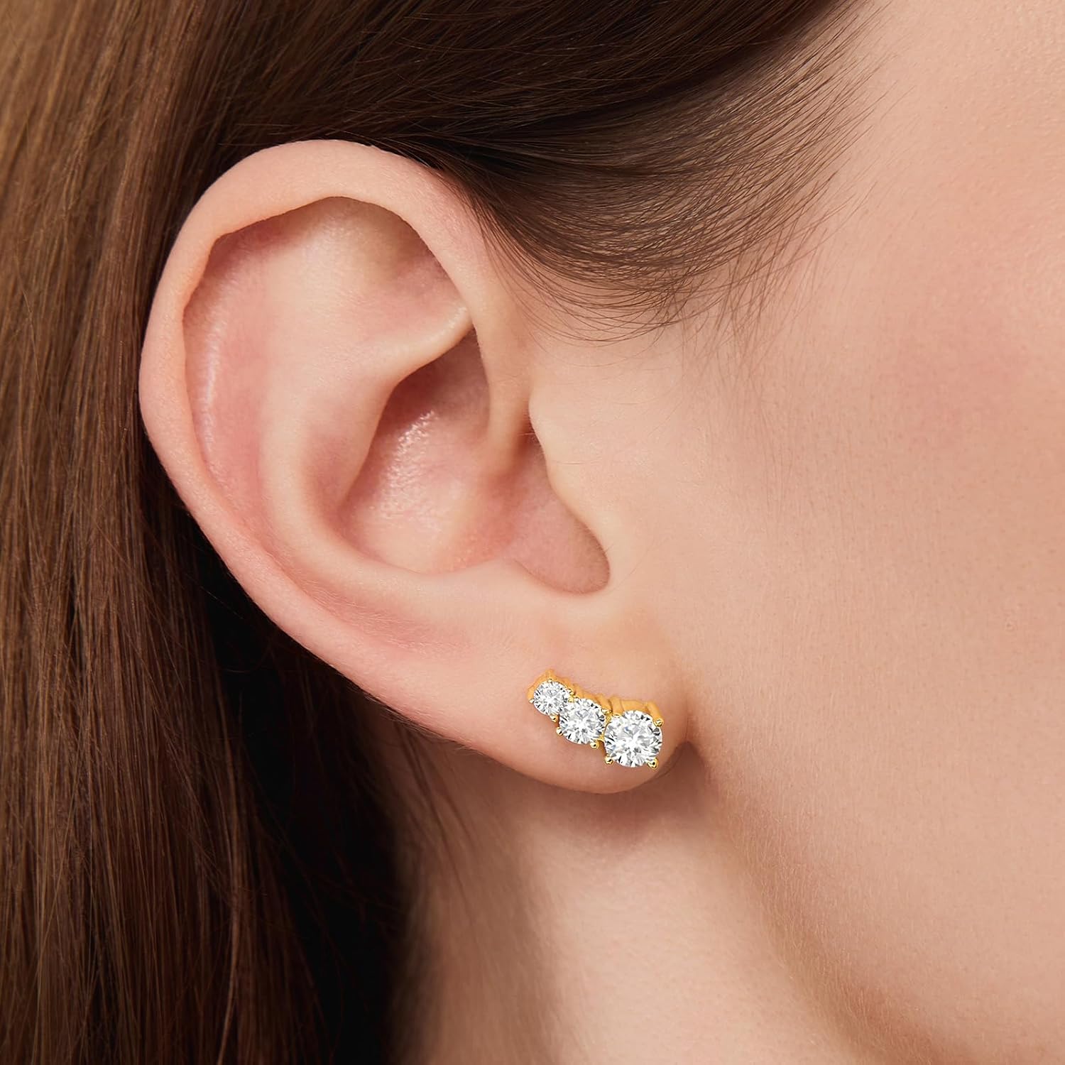 Cicy Bell Womens 18k Gold Plated Stud Earrings Sparkling Cubic Zirconia Hypoallergenic Trendy Earring Fashion Accessories Jewelry Gifts for Lovers and Mom - Image 4