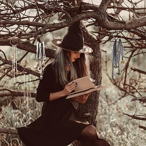 Miniatura 32 de OLYCRAFT 3 Pcs Witch Bells & Keychain Hangers - Moon Key Wiccan Bells Decor with Wood Beads Wind Chimes for Home Decor - 11.8 Inch
