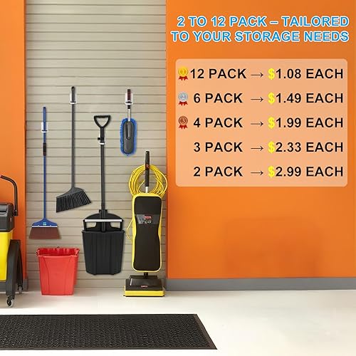 Miniatura 10 de Kosair Soporte de pared para escoba, 2 soportes para escoba, autoadhesivo, resistente, acero inoxidable, para lavandería, garaje, armario