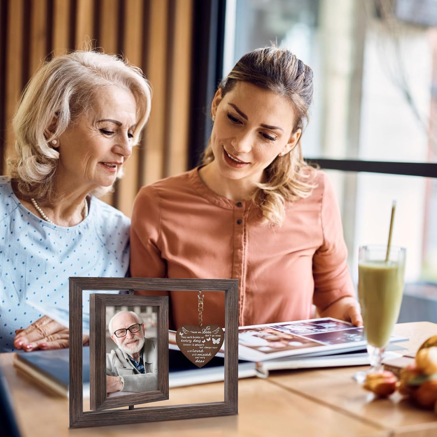 Egofine Memorial Gifts for Loss of Loved One, Sympathy Gifts for Loss of Mom Dad, Rotating Memory Frame Remembrance for 4x6 Photo - Image 5