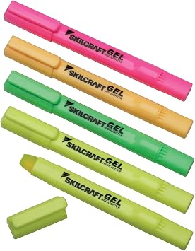 AbilityOne - 7520016919223 - Gel Highlighter - Assorted Fluorescent Colors - 5/PG - 5 units