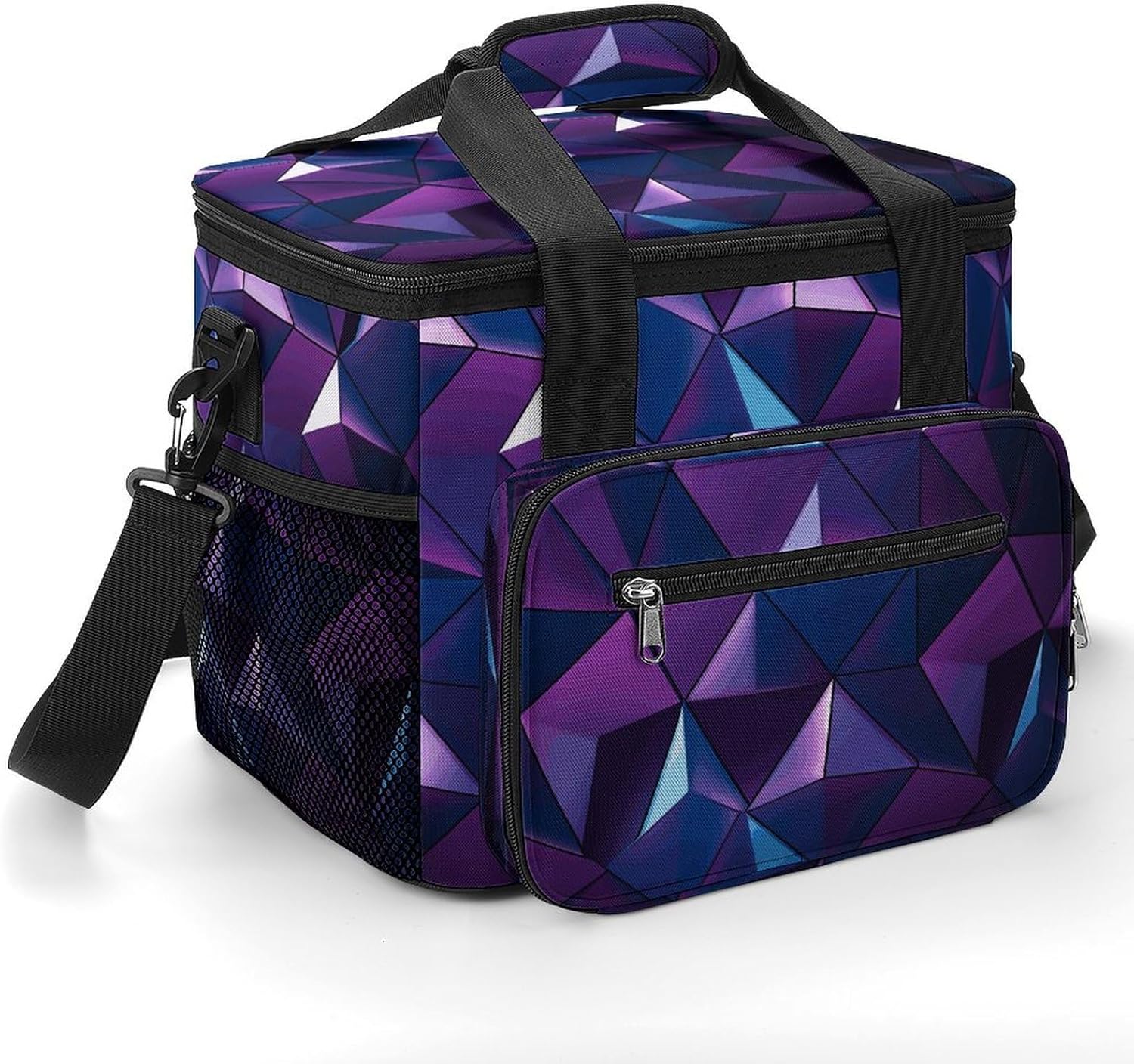 Purple Geometric Cooler Bags Portable Soft Cooler Bag Lightweight Ice Chest Insulated Lunch Bags Camping Cooler Bag Cooler Lunch Tote Coolers for Picnic Travel Beach