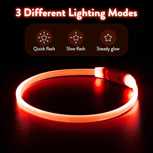 Miniatura 2 de Vizpet - Collares para perros pequeños, collar ajustable con luz LED, recargable por USB, collar de seguridad brillante para gatos y perros (naranja)