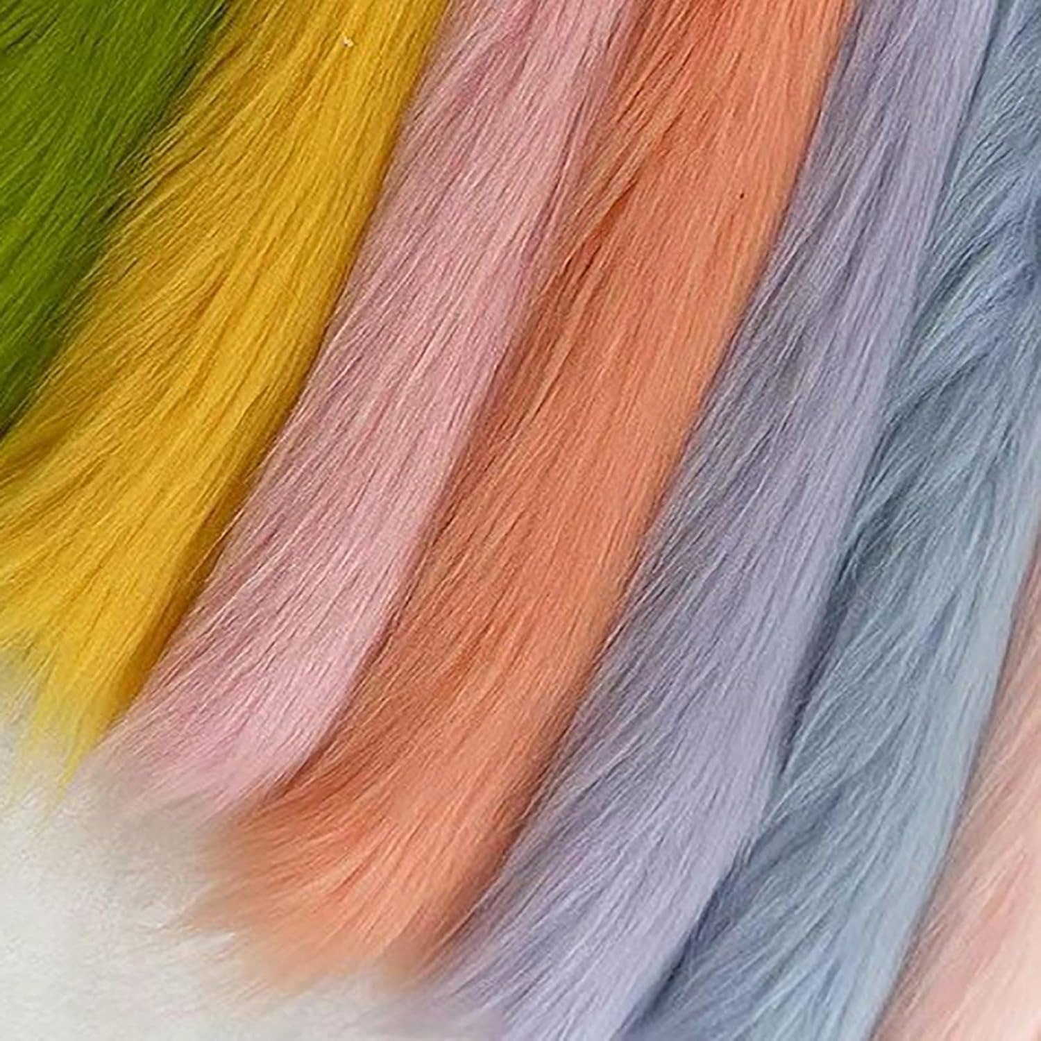 Pre-Cut Long Pile 5cm Faux Fox Fur Fabric 20cm*50cm Shaggy Craft Faux Fur Fabric for Gnomes Cosplay and DIY Projects Decoration Cosplay(14 Green)
