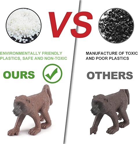 Miniatura 2 de Fantarea Wild Life Jungle Animal Model Playsets 6 piezas Mini Monkey Figurines Gorilla Mandrill Baboons Squirrel Monkeys Figura de acción para niños