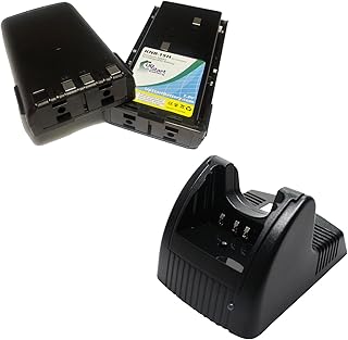 2 Pack - Replacement for Kenwood TK-260G Battery + Charger - Compatible with Kenwood KNB-14 KNB-15 Two-Way Radio Battery and Charger (1800mAh 7.2V NI-MH)
