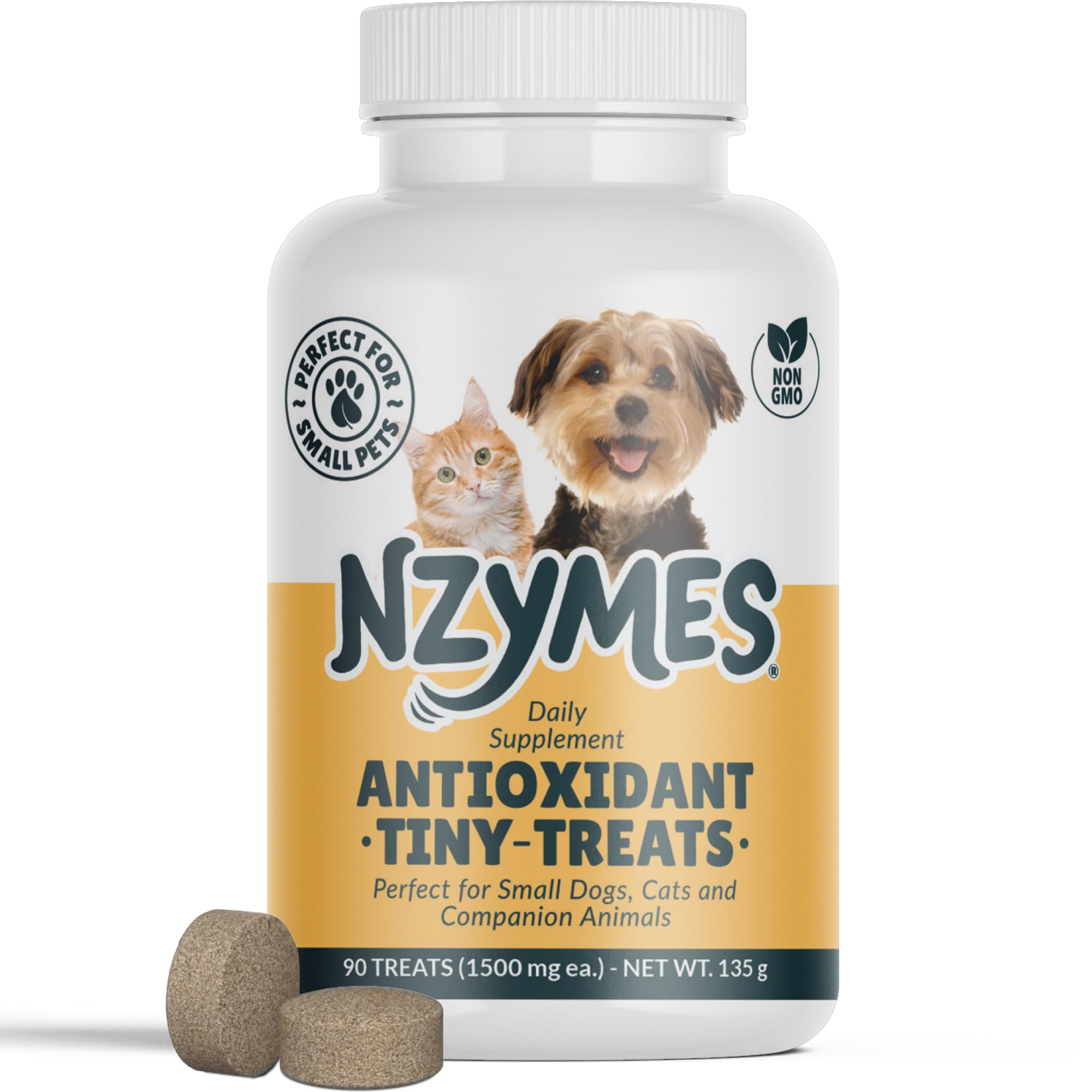 Nzymes® Antioxidant Tiny Treats - for Dogs Joints, HIPS, Paralysis, Skin, Coat, Hair Loss, Aging, Digestion, Seizures - Dog Treats for Small Dogs - 90 Treats - Made in The USA