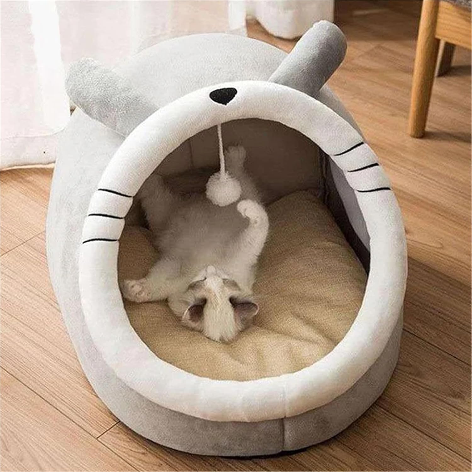 Foldable Cat Dog Bed Mat, Cartoon Removable Washable Pet Sleeping Bag for Small Dogs and Cats(4,Large)
