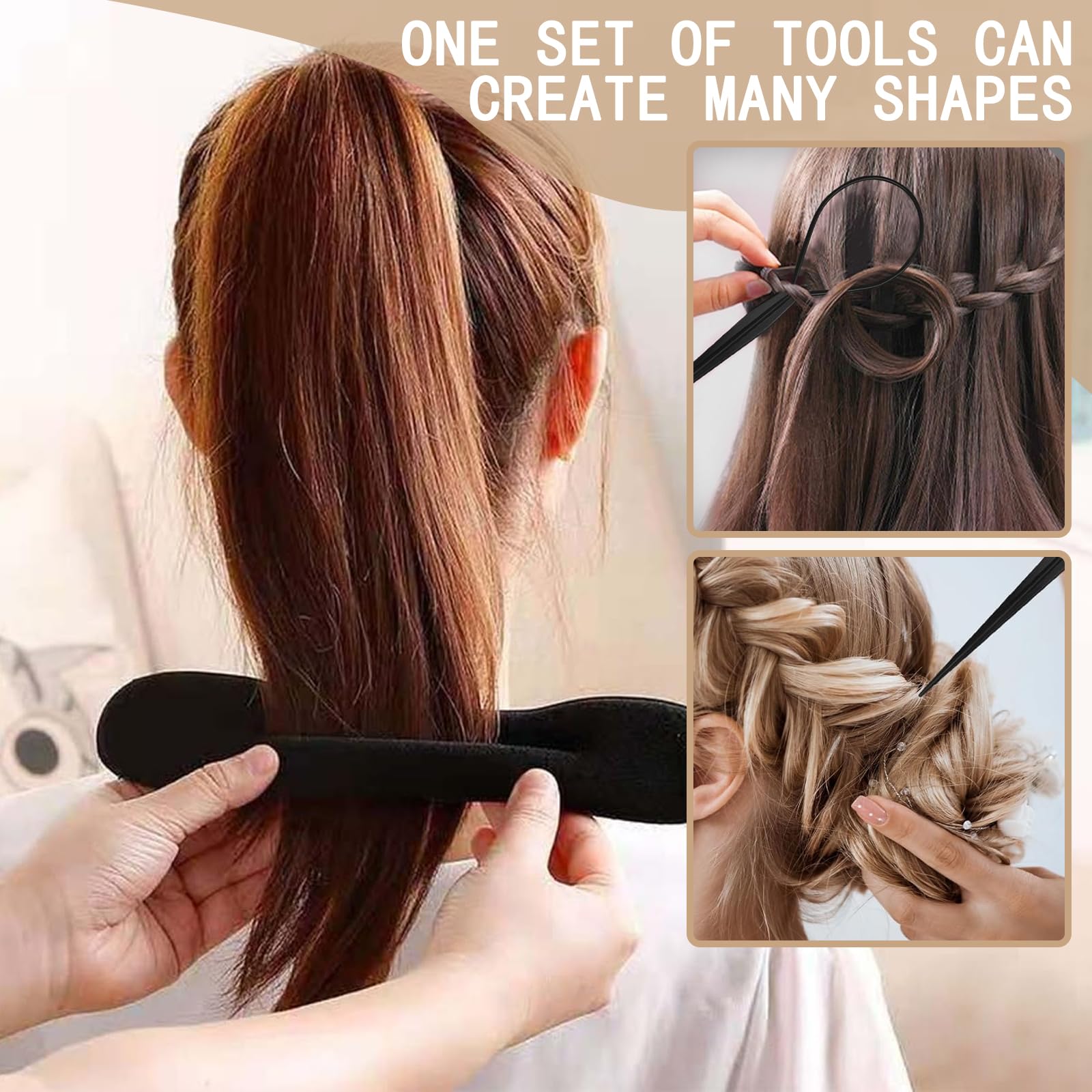 8 pezzi strumenti per intrecciare i capelli, accessorio per capelli chignon, per donne e ragazze con medio-lunghi