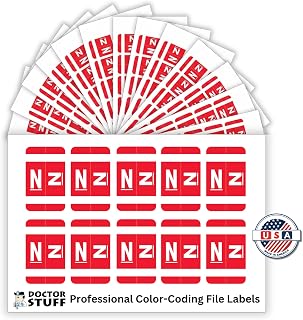 Doctor Stuff - File Folder Labels, Alphabet Letter N, Compatible with Smead Alpha-Z Acc/ACCS - SMAM Series Alpha Stickers Red, 1-5/8" x 1", 100 Labels per Package