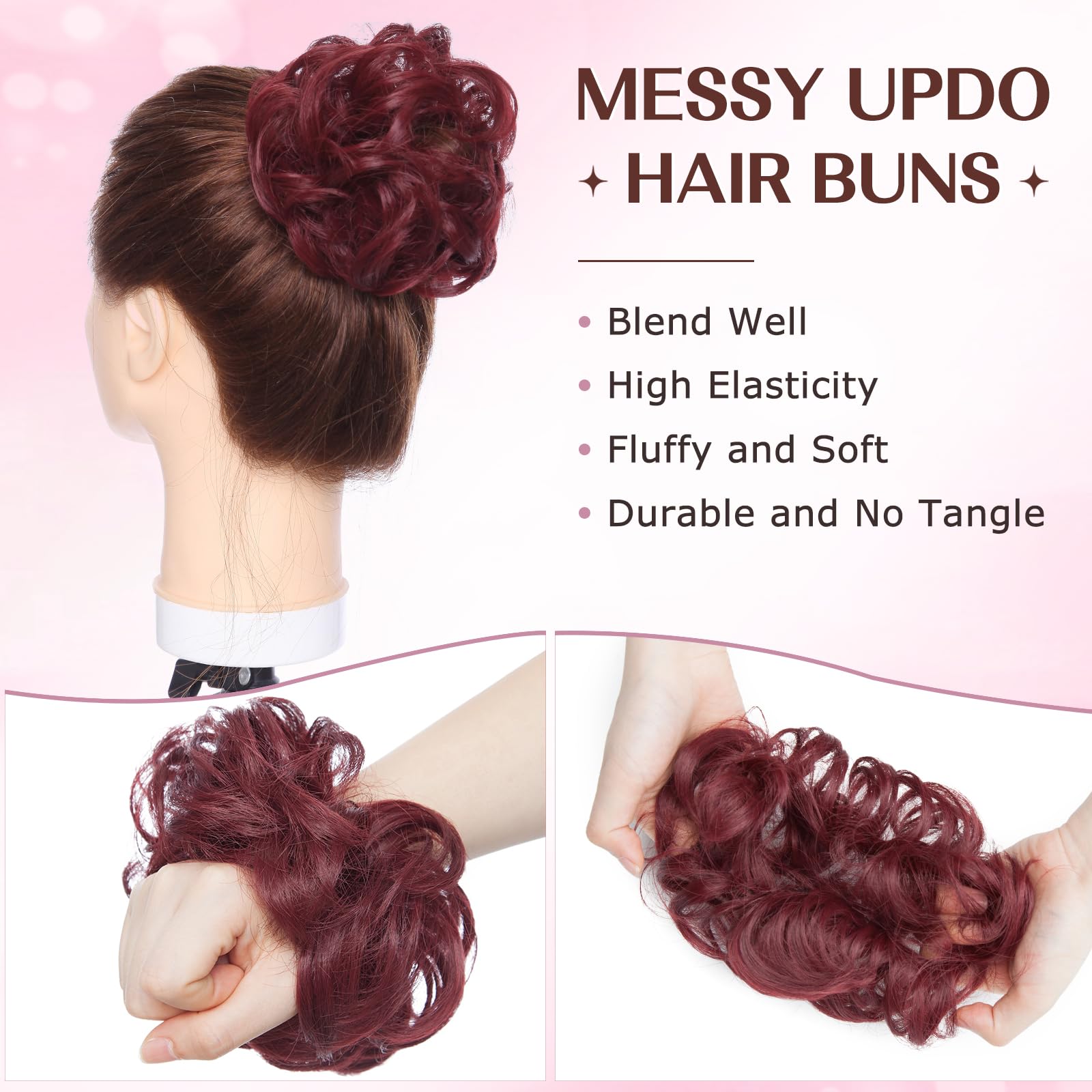 S-noilite Hairpiece with Elastic Band, Large Bun Hairpiece, Hair Extension, Wavy Curly - Image 3