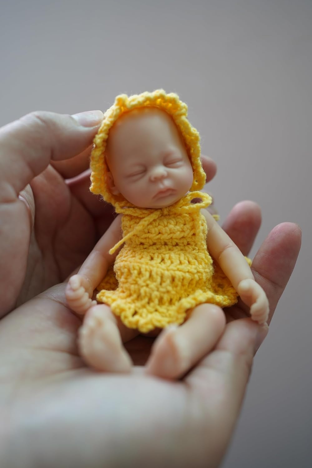 4.5 inch Miniature Sleeping Full Silicone Mini Baby Dolls with Feeding Accessory Lifelike Baby Doll Soft Realistic Baby Doll for Christmas New Year Gift（Girl）