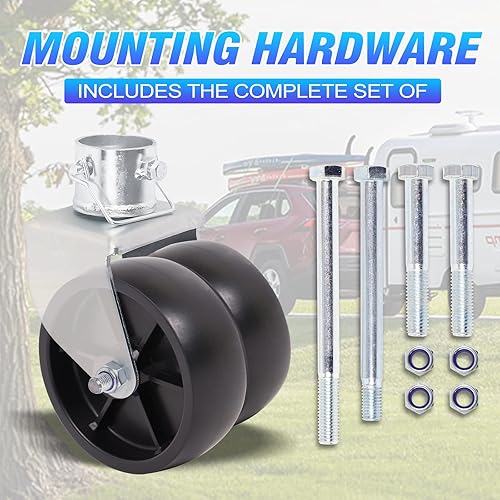 Miniatura 6 de Paquete de 2 ruedas de 6 pulgadas para remolque de barco, gato universal de repuesto para remolque de barco con 1 o 2 ruedas, incluye accesorios de