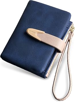 Wallets for Women RFID Small Compact Bifold Short Wallet, Ladies Wristlet Zipper Coin Purse