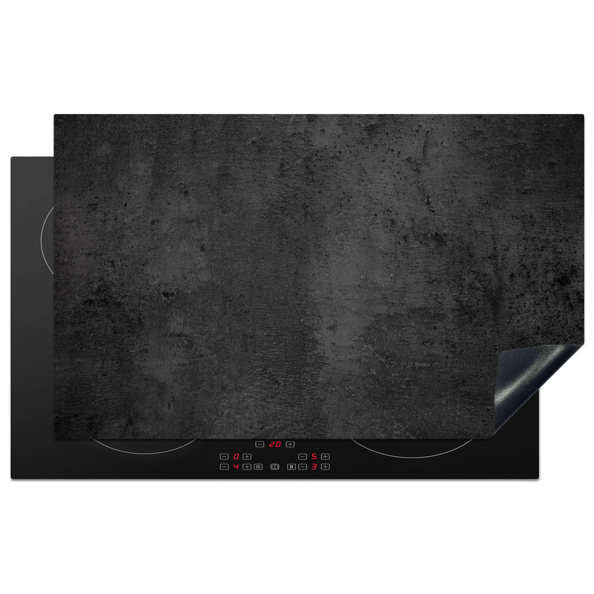 KitchenYeah© Induction Hob Protector Mat 20.3"x32.7" / 83x51.5 cm Stove Cap Top Cover Kitchen Cooker Covers for Electric Hobs Vinyl Concrete - Robust - Vintage - Rustic - Grey - Black