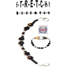 Hidden Hollow Beads Womens Handmade in USA Stretchy Medical Alert Bracelet Interchangeable ID Replacement Vital Info tag