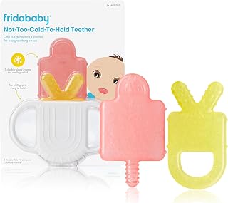 Frida Baby 4-in-1 Silicone Teether: Not-Too-Cold-to-Hold, BPA-Free Teething Relief for Babies 0-18 Months