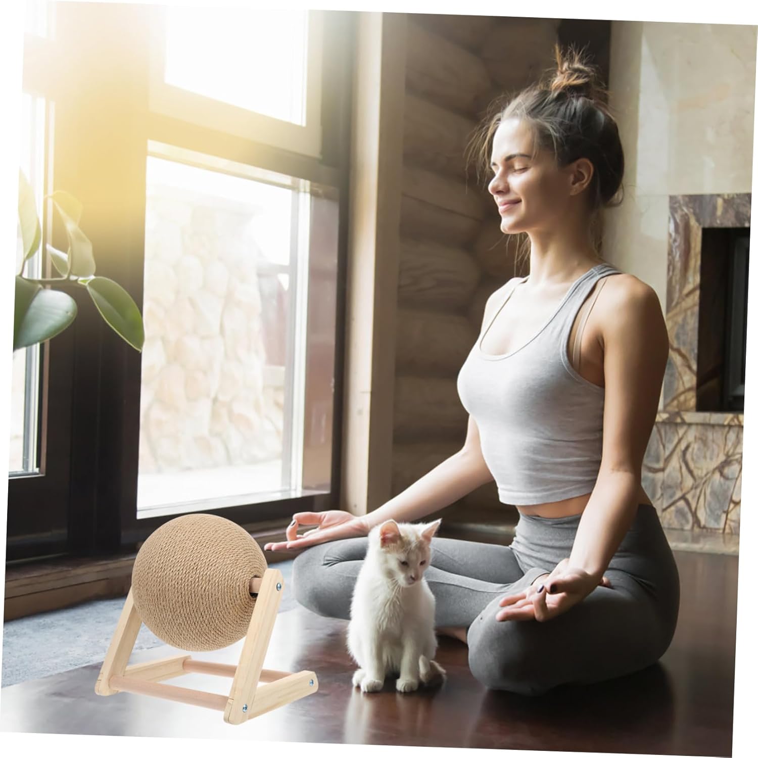 Cat Grooming Toy Claw Grinding Ball-Shaped Scratcher Multi-use Pet Accessory for Scratching Pad