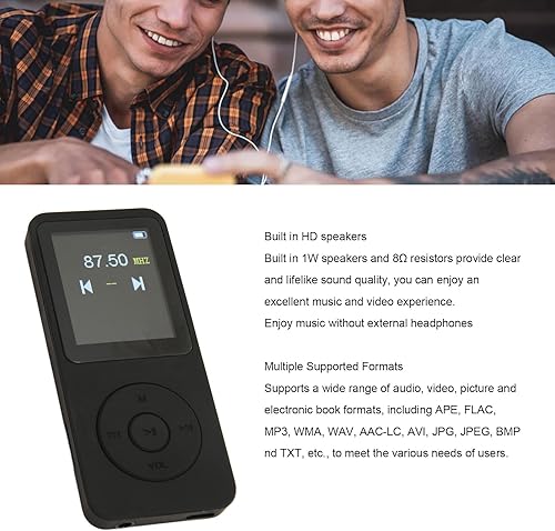 Miniatura 2 de Asixxsix Mp3 Player, Music Player with 5.0, 1W 8 HD Speaker, FM Radio, HiFi Lossless Sound, Digital Player for APE, FLAC, MP3, WMA, WAV, AAC LC,