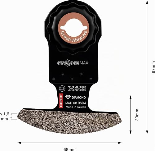 Bosch 1x EXPERT MATI 68 RSD4 Corner Blades (pour Mortier, Carreaux tendres, Largeur 68 mm, Largeur de coupe 1,6 mm, Professional Accessoire Outil multifonction) - 3