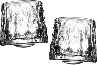 2つの回転可能なクリスタルウイスキー、スイング個性化ウイスキー平底グラス、球形底傾斜バーグラス、男性、夫、父親へのプレゼント,C