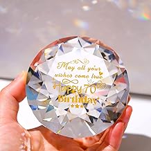 Movdyka Crystal 70th Birthday Gifts for Women, Glass Keepskae Engraved Happy 70th Brithday Presents for Mum Friends Turning 70 Years Old