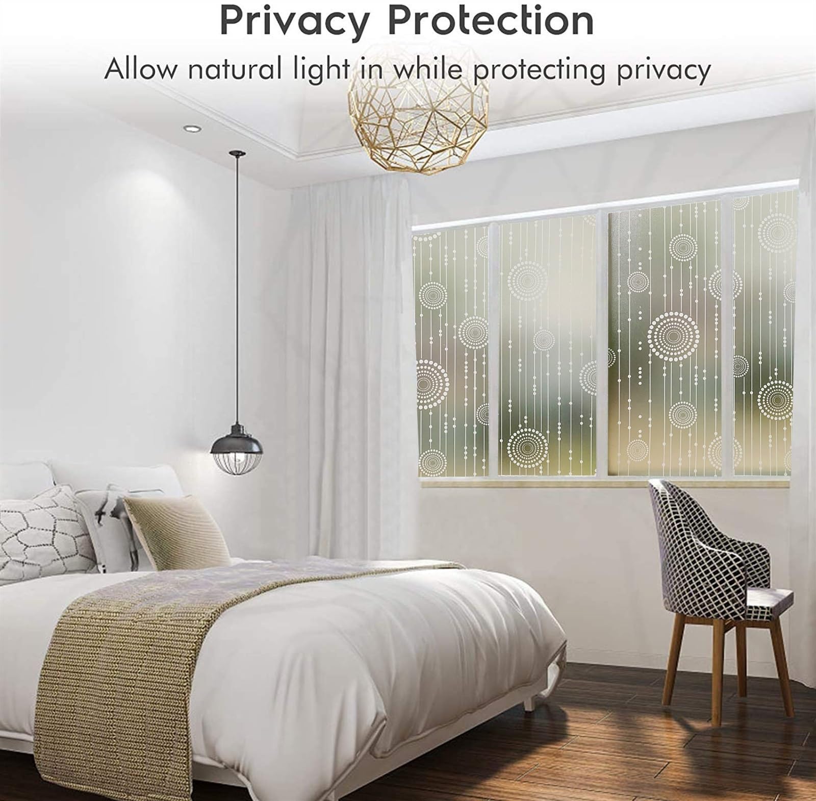 Película para ventanas Película de privacidad de ventana mate 3D, película de vidrieras, adhesivos de ventana anti UV, bloqueo de visión unidireccional for oficina en casa Película opaca para ventanas