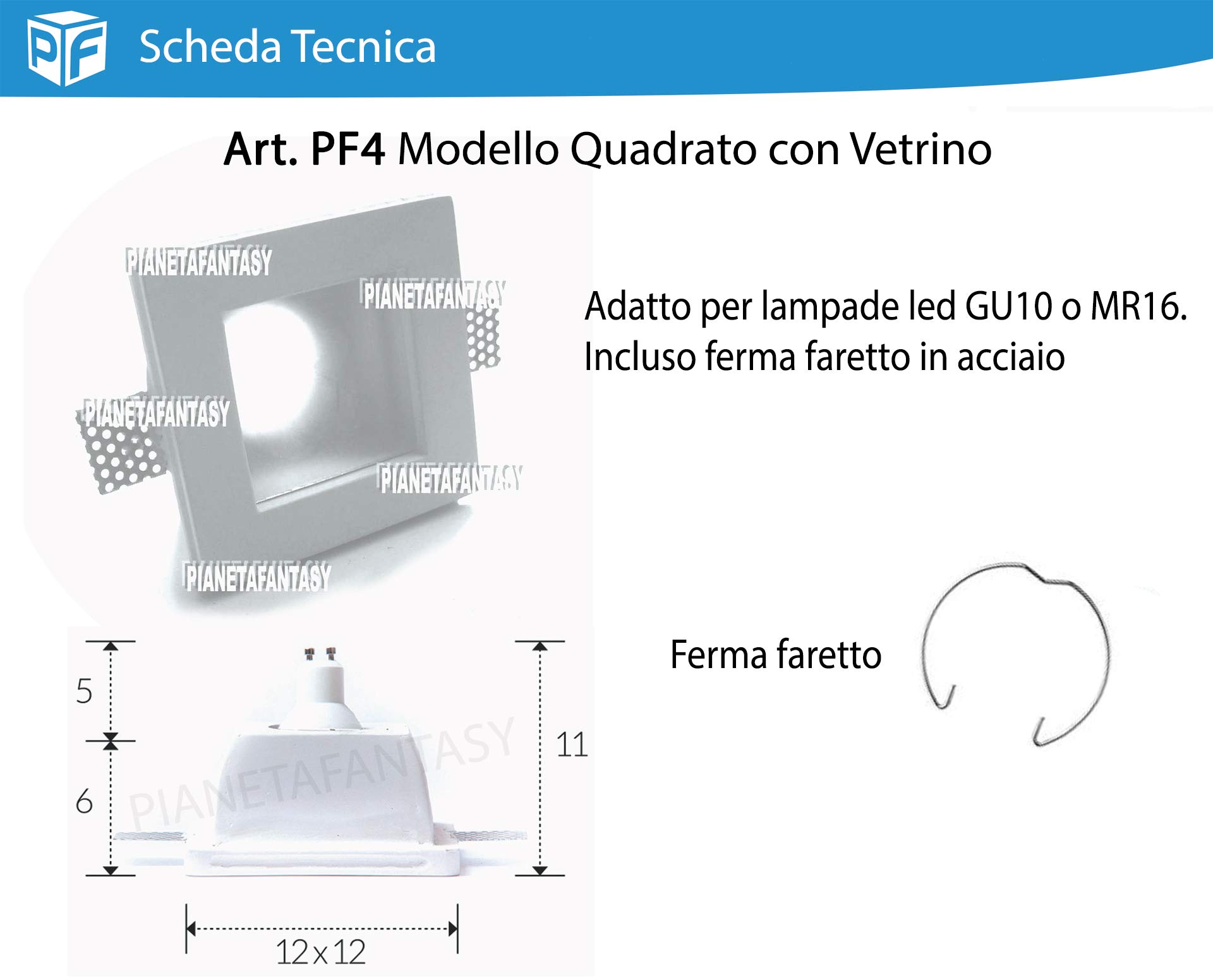 Portafoco de yeso cerámico desplegable PF4 con vitrina, lote de 10 unidades + muelle bloqueo bombilla