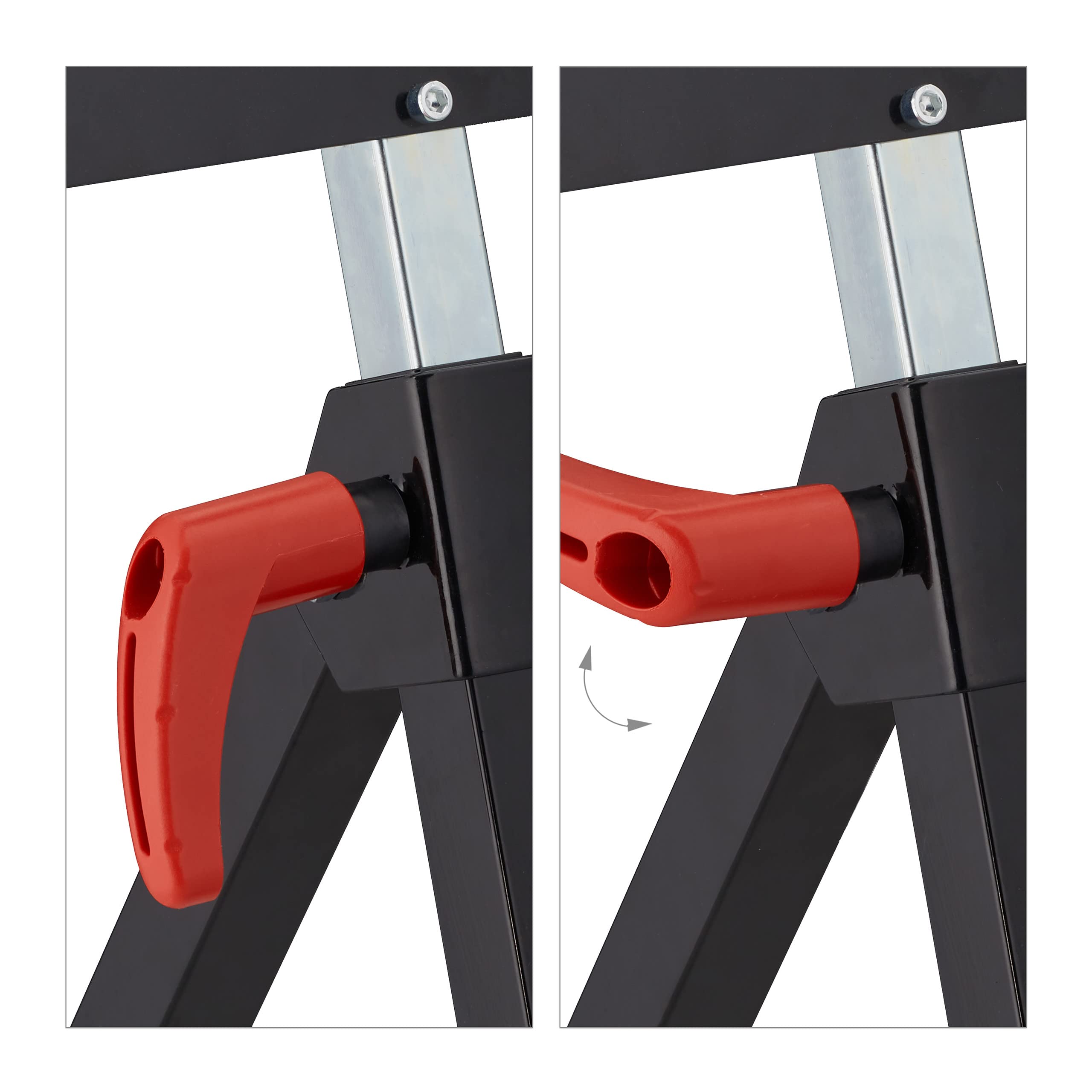 Relaxdays Caballete de Rodillos, Altura Trabajo Regulable 67-110 cm, Plegable, Resiste hasta 60 kg, Acero, Taller, Negro