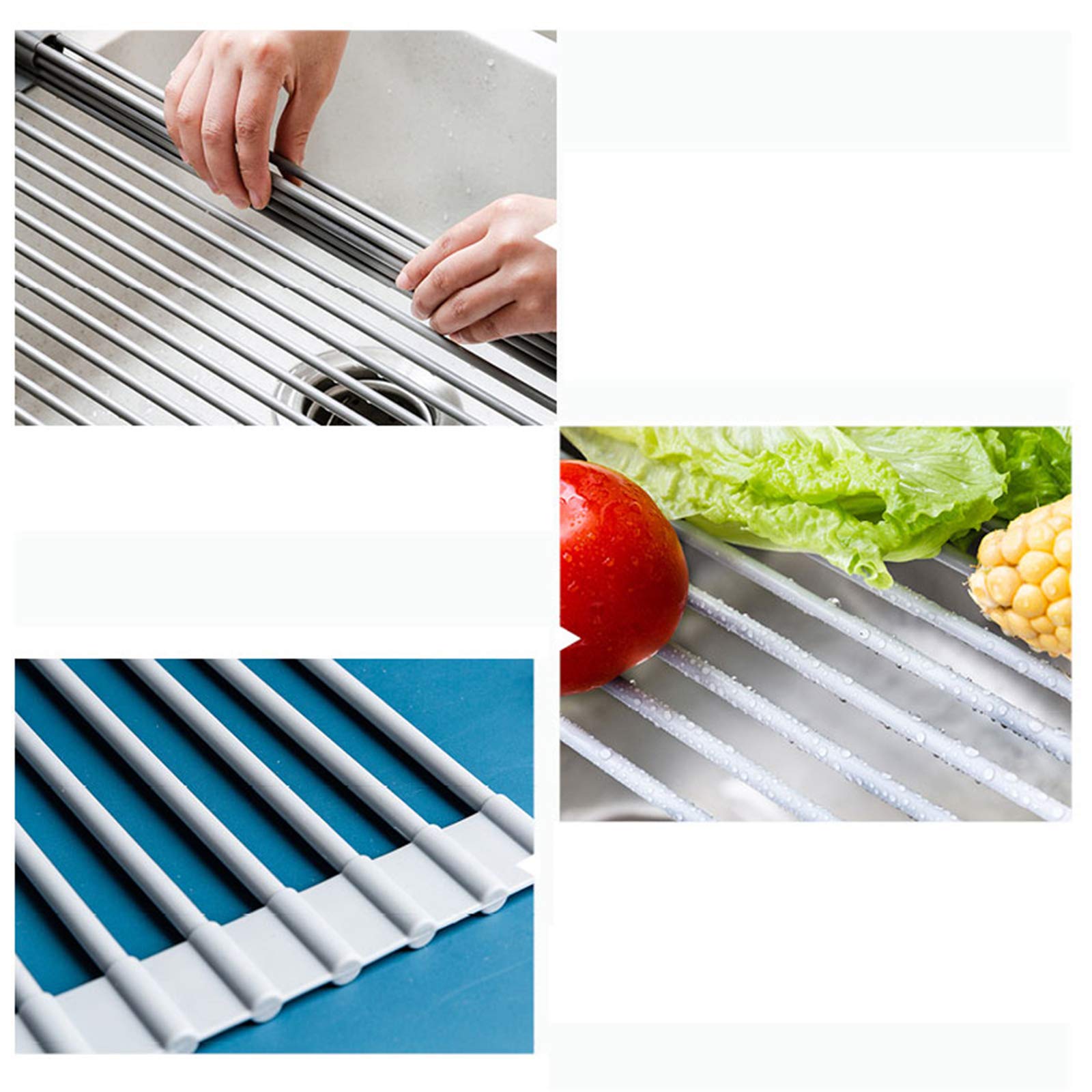 Support de vidange Pliable en Silicone, Support de séchage d'évier de Cuisine, égouttoirs à Vaisselle pour au-Dessus de l'évier, Taille 2