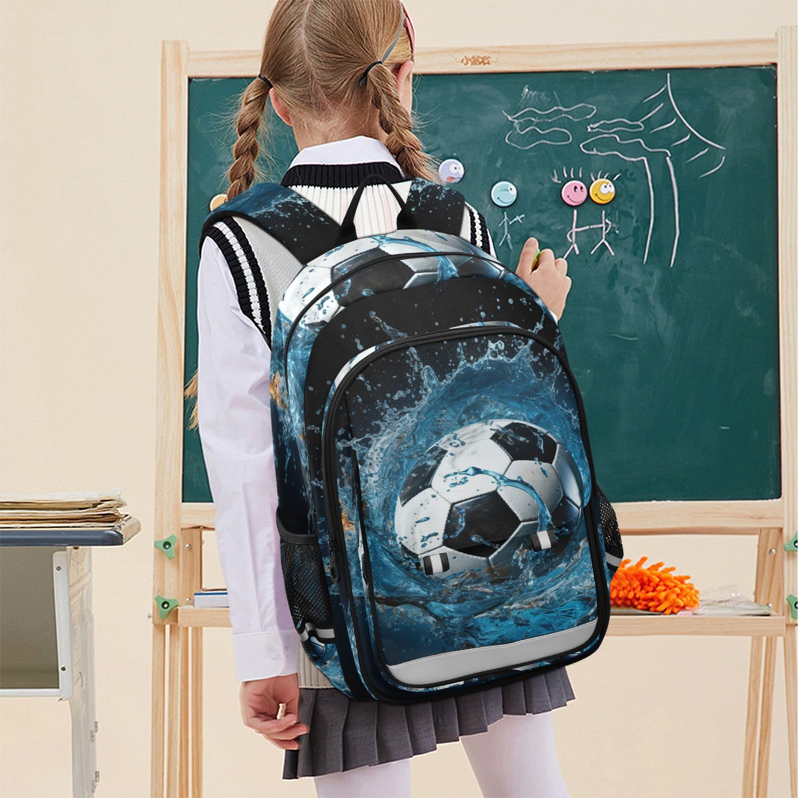 Fútbol De Agua Azul Fresco Mochila Escolar para Estudiantes, Mochilas para Niños, para Viajes y Adolescentes