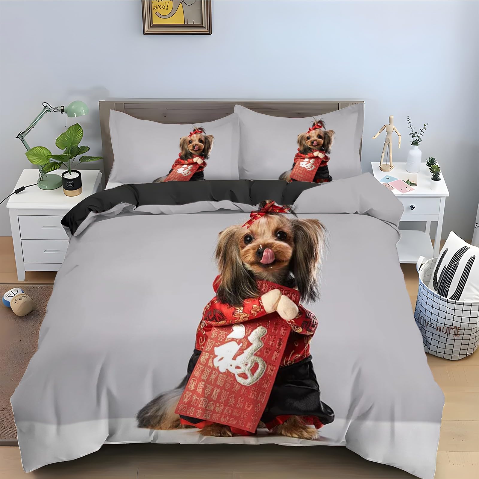 Housse Couette en Microfibre Douce Chiot 200x200 : Finis les Draps Rêches et les Boutons