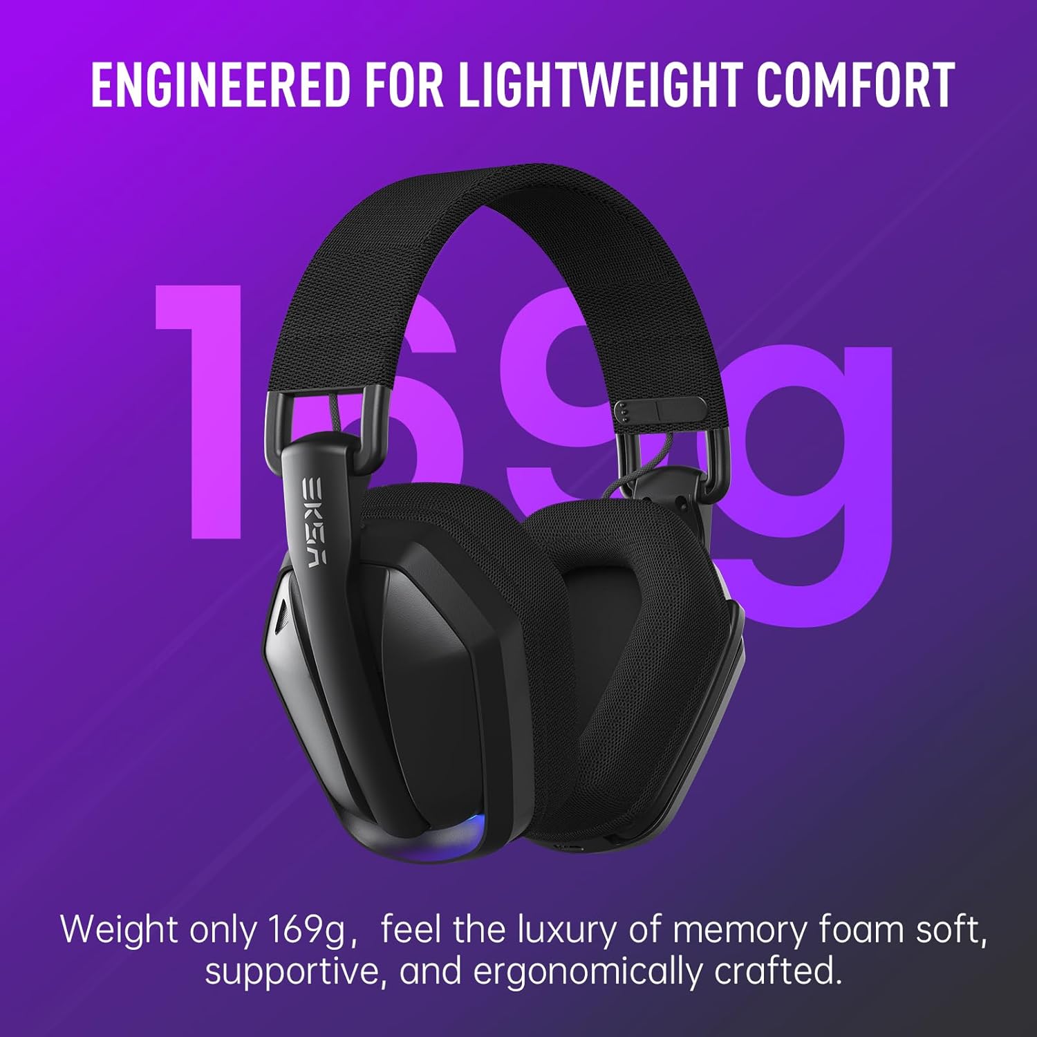 EKSA 2.4GHz Wireless Gaming Headset for PS5/PS4, PC, Switch, Mac, Bluetooth 5.4 Gaming Headphones with Noise Cancelling Microphone, 169g Ultralight, RGB, Type-C, 35H Battery, Wired Computer Headphones