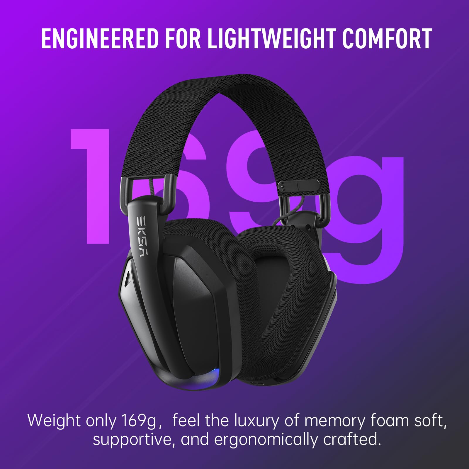 EKSA G19 BT Cuffie Gaming Wireless, 4 in 1 Cuffie PC con Microfono, USB, Bassa Latenza Di 30 ms, Bluetooth 5.4 con Illuminazione RGB, Gaming Headset per PC, PS5, PS4, Mac, Dispositivi Mobili