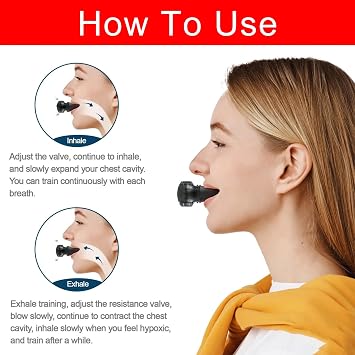 Lung Trainer Duo+ Pro Edition Dual Resistance Breathing Exerciser, Adjustable Respiratory Training Device for Athletes & Fitness, Portable & Easy to Clean with Neck Strap & Carry Pouch - Stealth Black