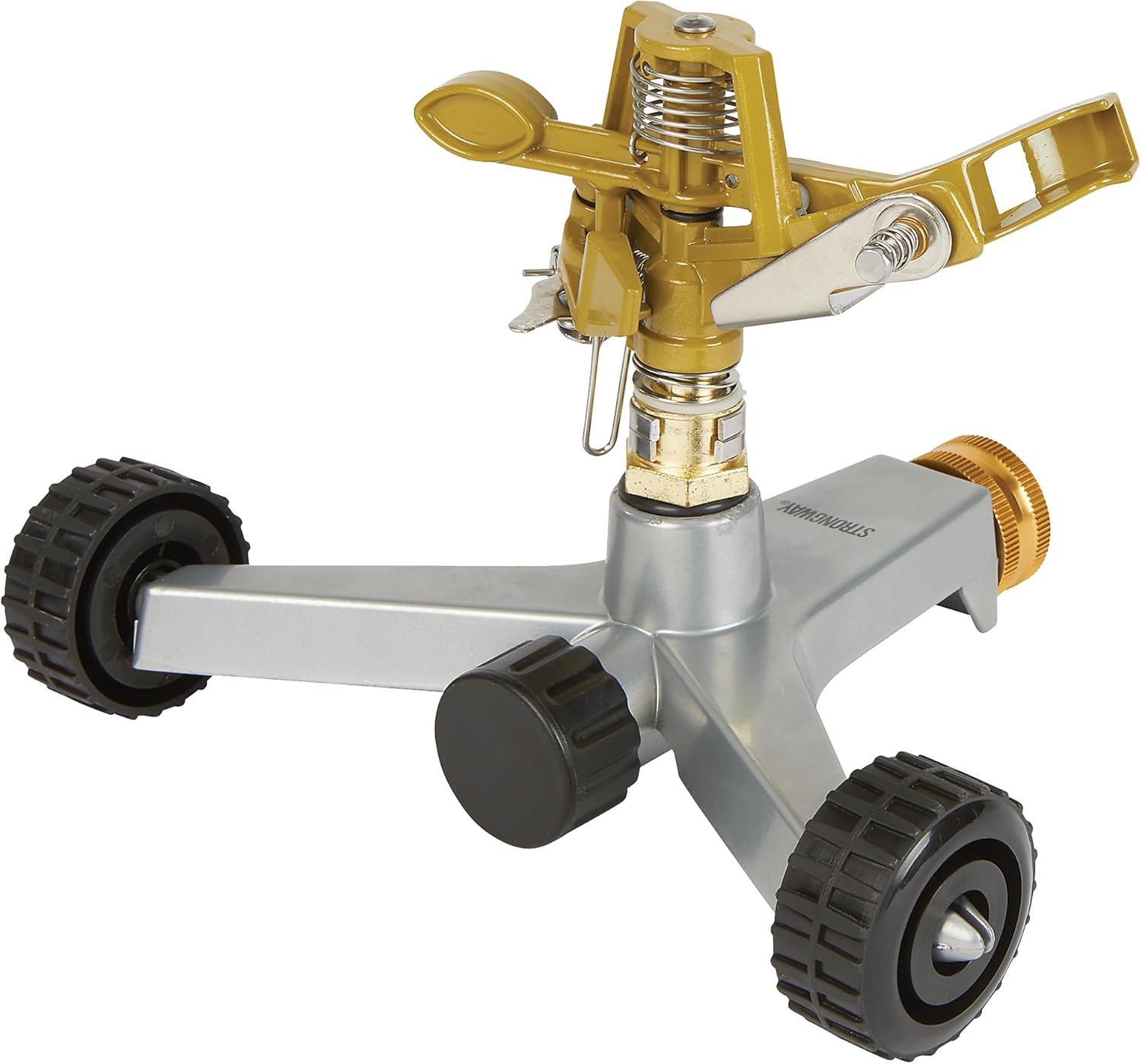 Strongway Metal Impact Sprinkler on Wheeled Base, 85 Ft. Diameter Coverage, 6500 Sq. Ft., 3/4 in. Connection, Adjustable Full and Partial Circle Pattern, for Lawn, Garden and Farm