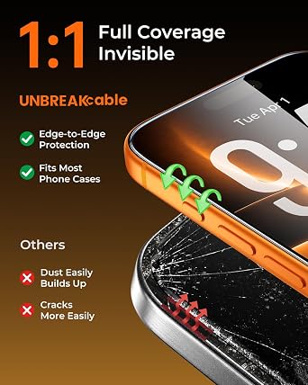 UNBREAKcable iPhone 17 Pro Max Full-Coverage Screen Protector - 3 Pack