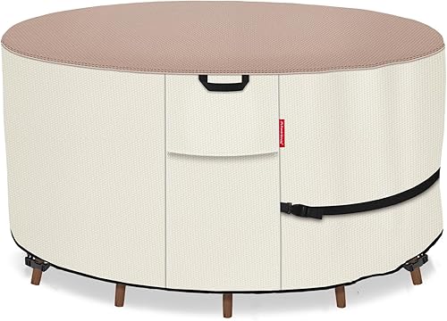 Miniatura 9 de Porch Shield Funda redonda para muebles de patio, impermeable, 600D, resistente, para mesa y sillas de exterior, 96 pulgadas, color negro