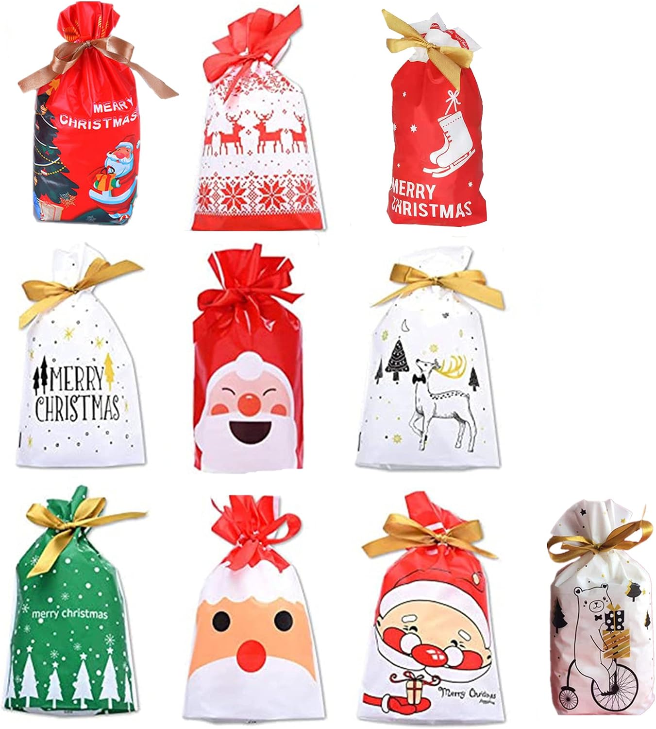 alblinsy Christmas Treat Bags with Drawstring Candy Bags, Wedding candy bag Drawstring Cookie Bags Plastic Favor Bag for Christmas Wedding Birthday Party Decoration Supplies Holiday Favor
