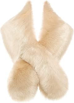 Womens Faux Fur Collar Shawl Faux Fur Scarf Wrap Evening Cape for Winter Womens Coat