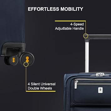 LEVEL8 Softside Carry On Luggage 20 Expandable Suitcase with Wheels Blue
