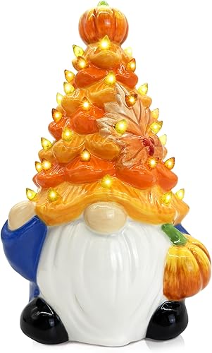 Hexagram Decoración de árbol de cerámica de Acción de Gracias para el hogar, decoración de gnomos de Acción de Gracias, decoración de gnomo de
