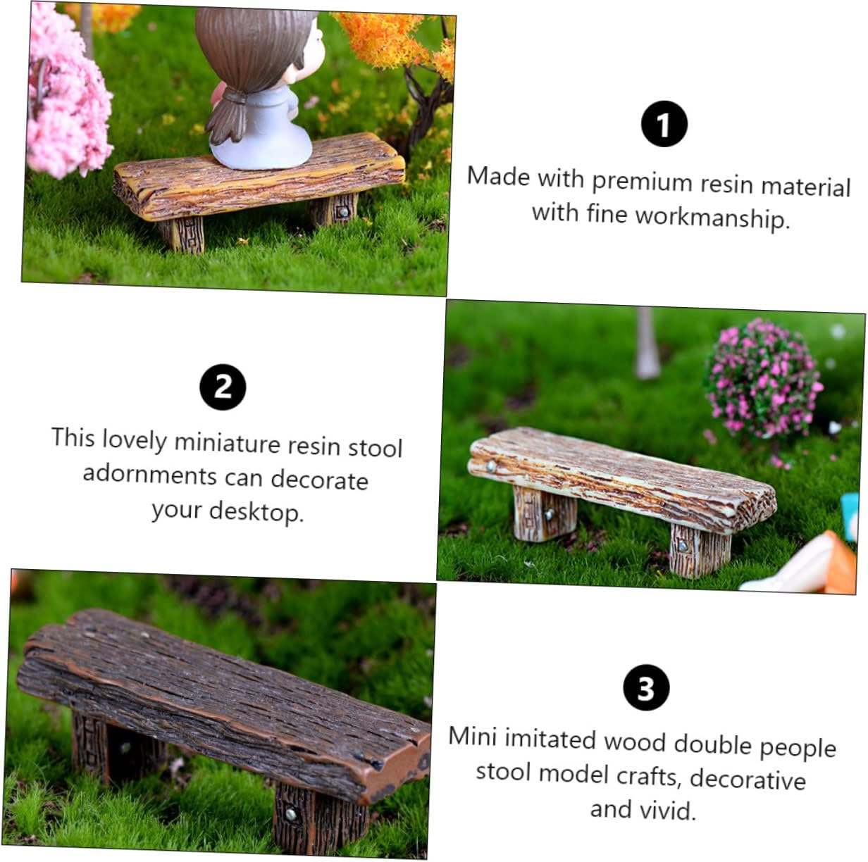 SUPVOX 3sets Miniature Stool Set Resin Craft Stools for Home Decor for DIY Projects 6pcs*3