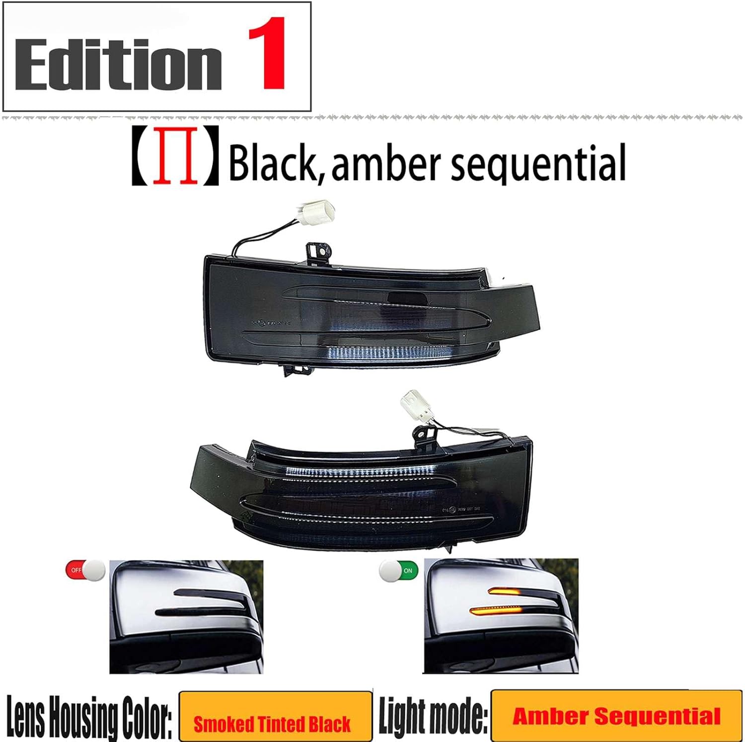 2Pcs Turn Signal Light for 12-19 Mercedes-Benz GLS X166 Fit GLS300 GLS320 GLS350 GLS400 GLS450 GLS580 GLS600 GLS53 GLS63 2013 2014 2015 2016 2017 2018 2019 Amber Mirror Cover Sequential