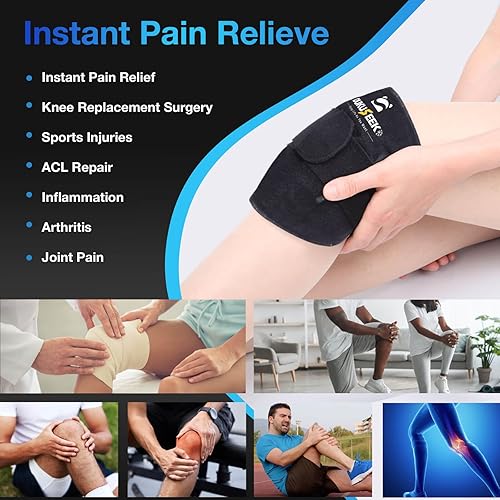 Miniatura 4 de DUKUSEEK Envoltura de hielo de rodilla para lesiones reutilizable, envoltura de rodilla de hielo con compresión fría para recuperación de cirugía de