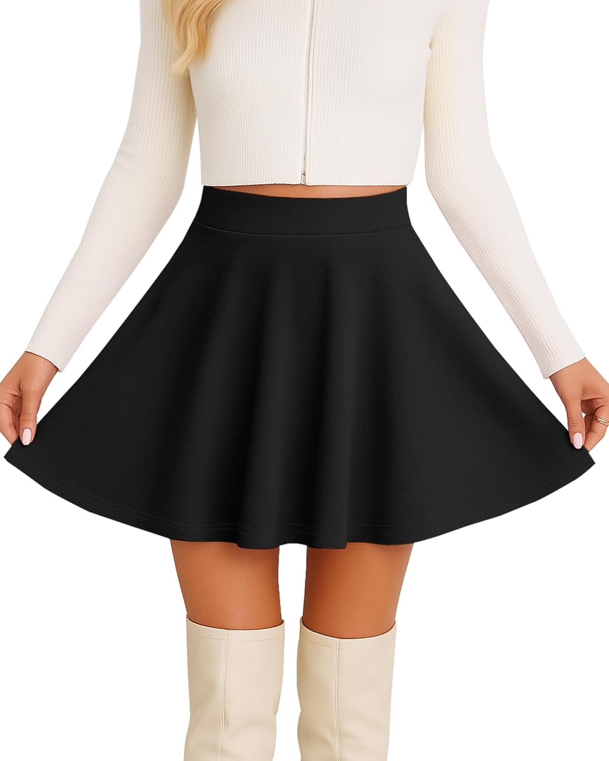 CHICGAL Mini Skirts for Women Casual Flowy Pleated Skater Skirt Summer Basic High Waisted Short Skirt - Image 4